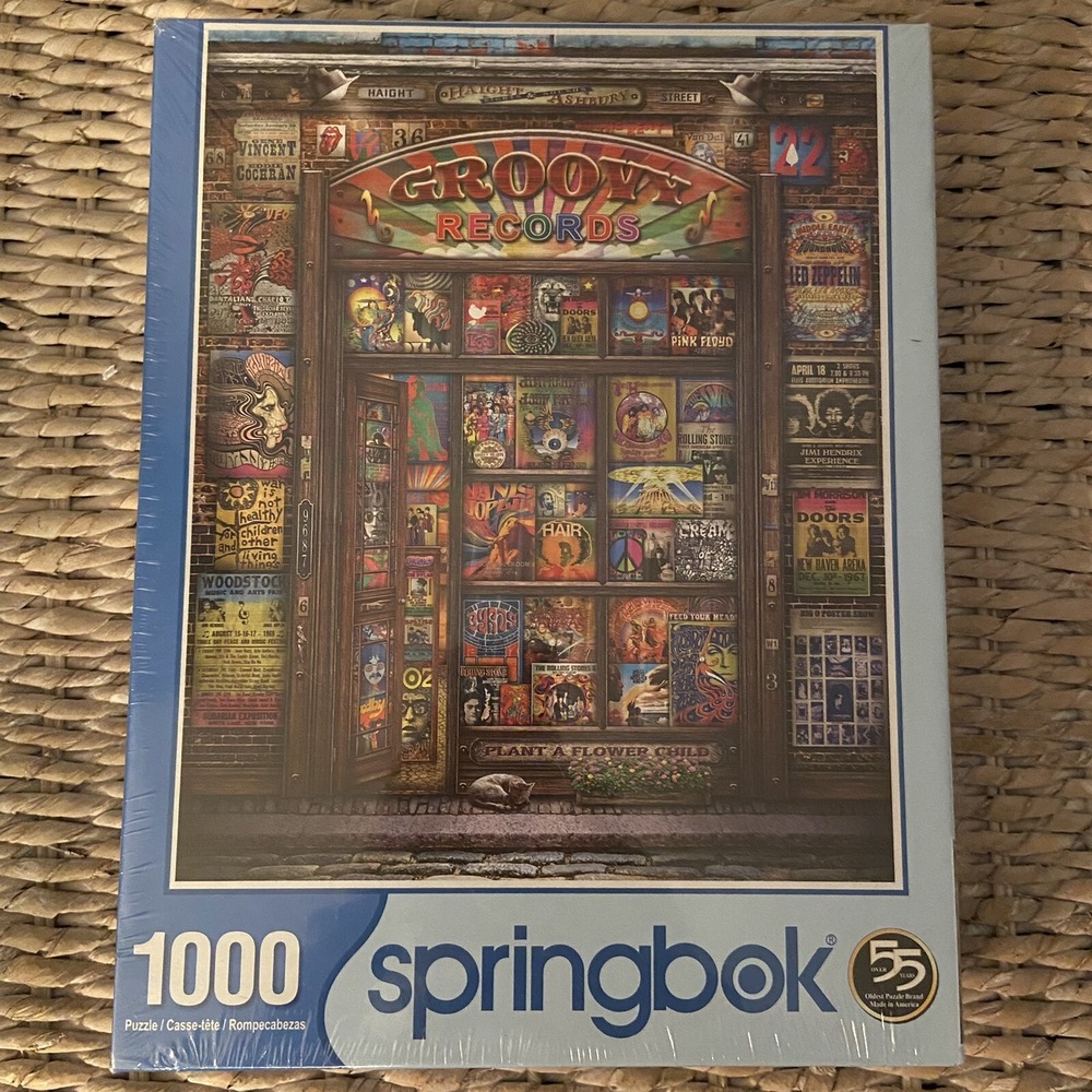 New‎ Springbok Groovy Records 1000 Piece Jigsaw Puzzle Hendrix Pink Zeppelin